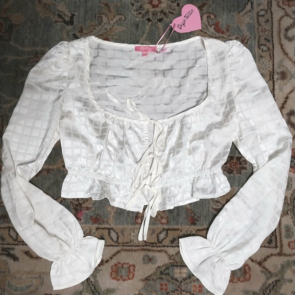 Sugar Thrillz cottage Victorian blouse white creme xs